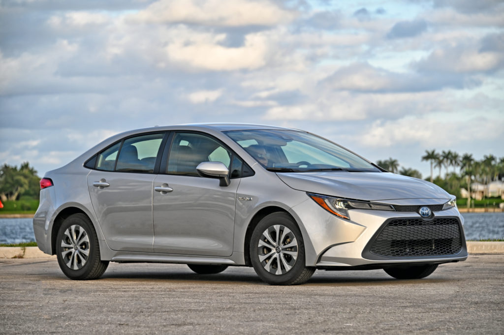Toyota Corolla Hybrid on water