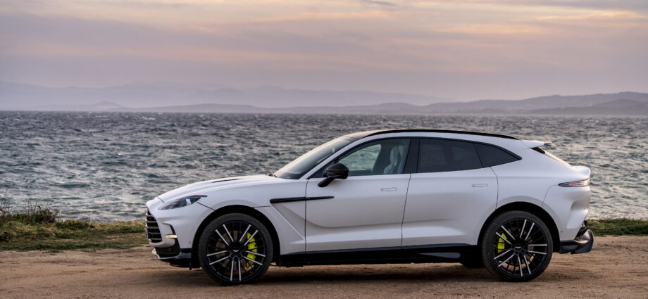 Aston Martin DBX707 against the water