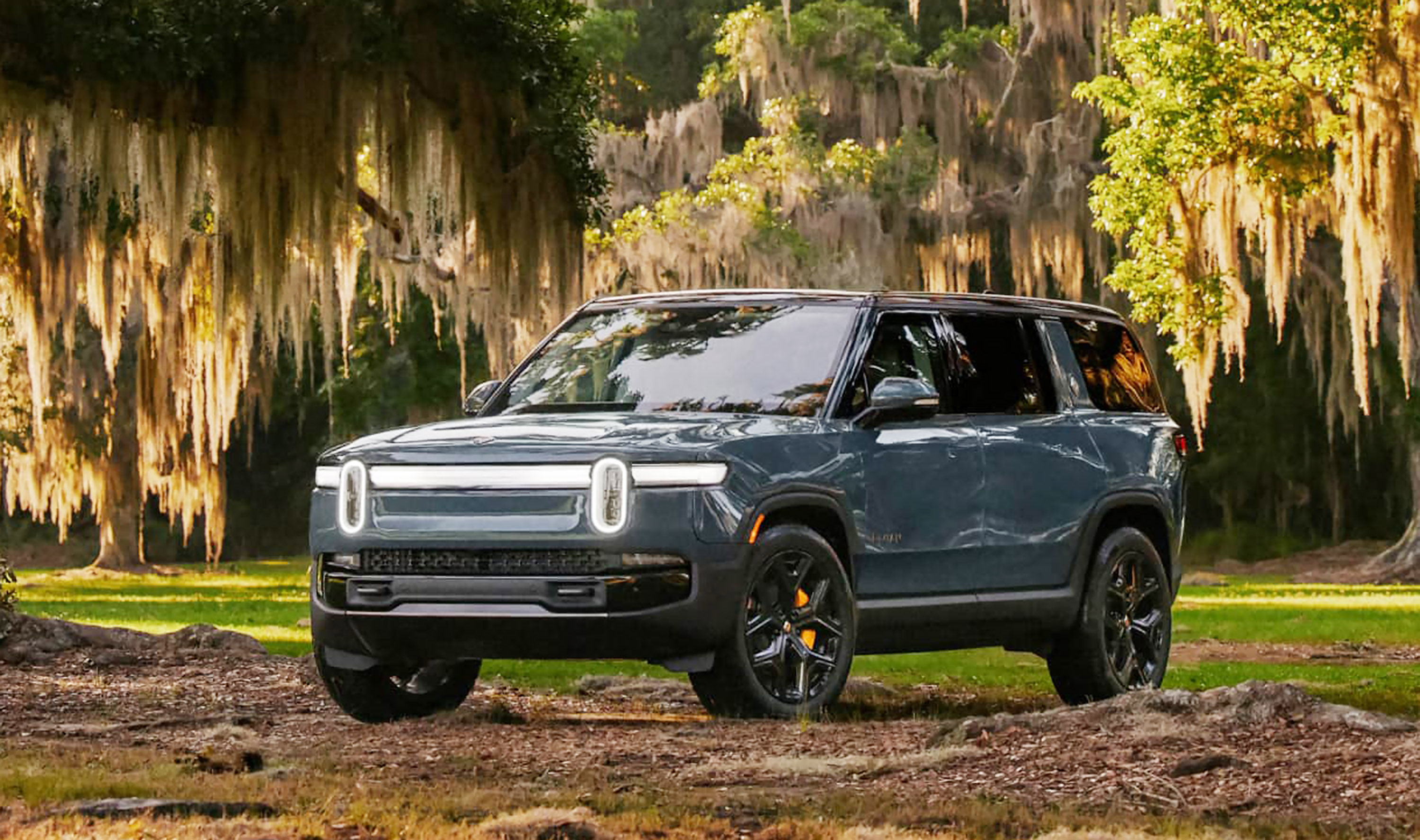 Rivian R1S with hanging trees