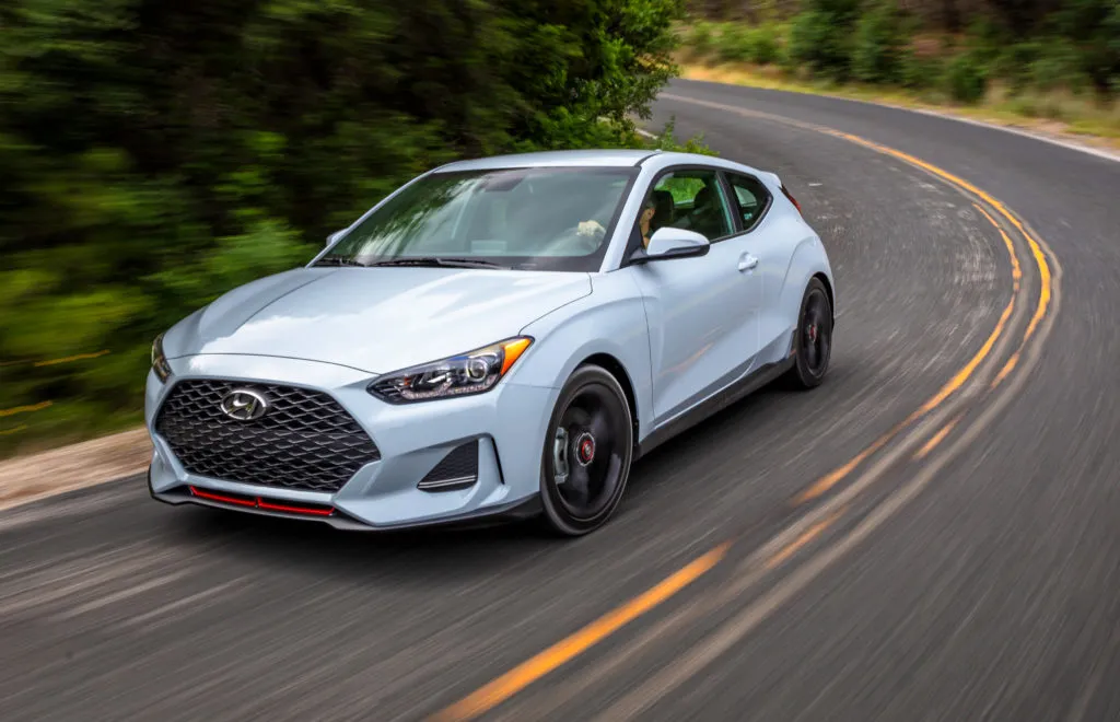 Veloster on a windy road