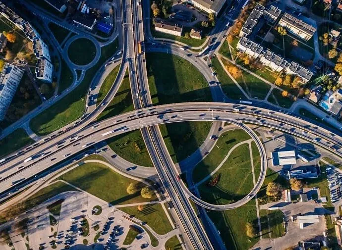Aerial view of tollway