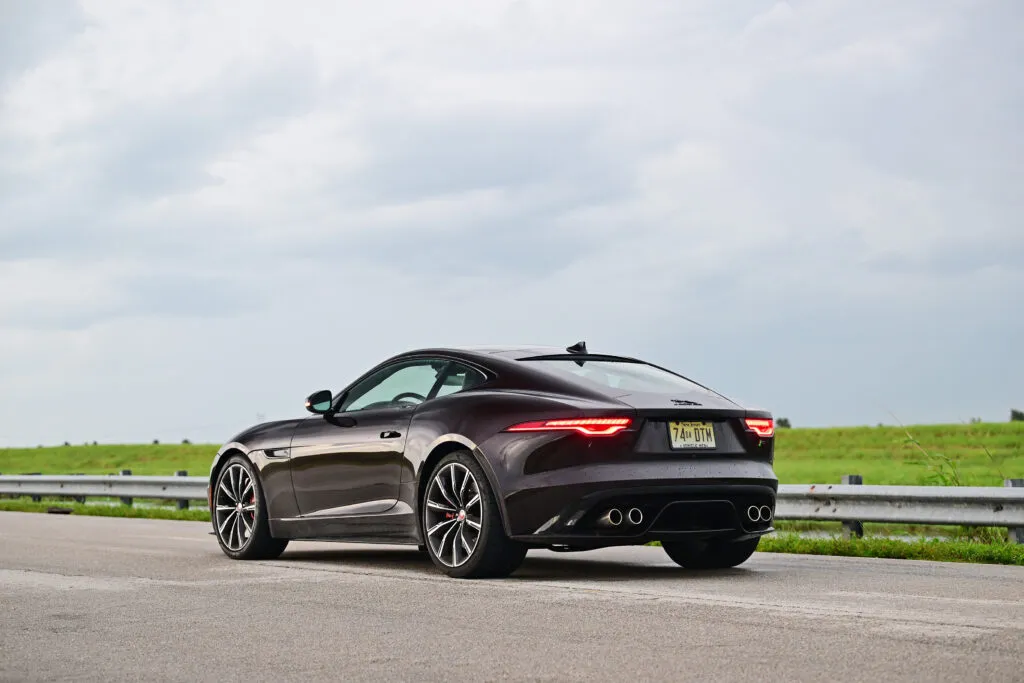 Rear view jag with sky